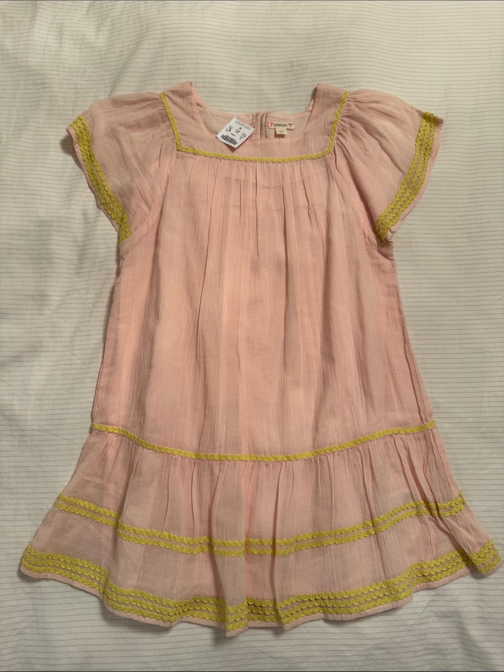 Crewcuts Pink Cotton Dress with Yellow Trim